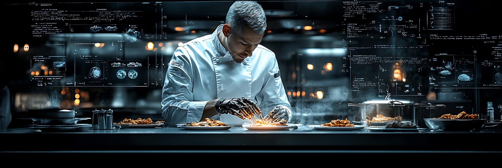 Modern chef testing a tech-driven kitchen